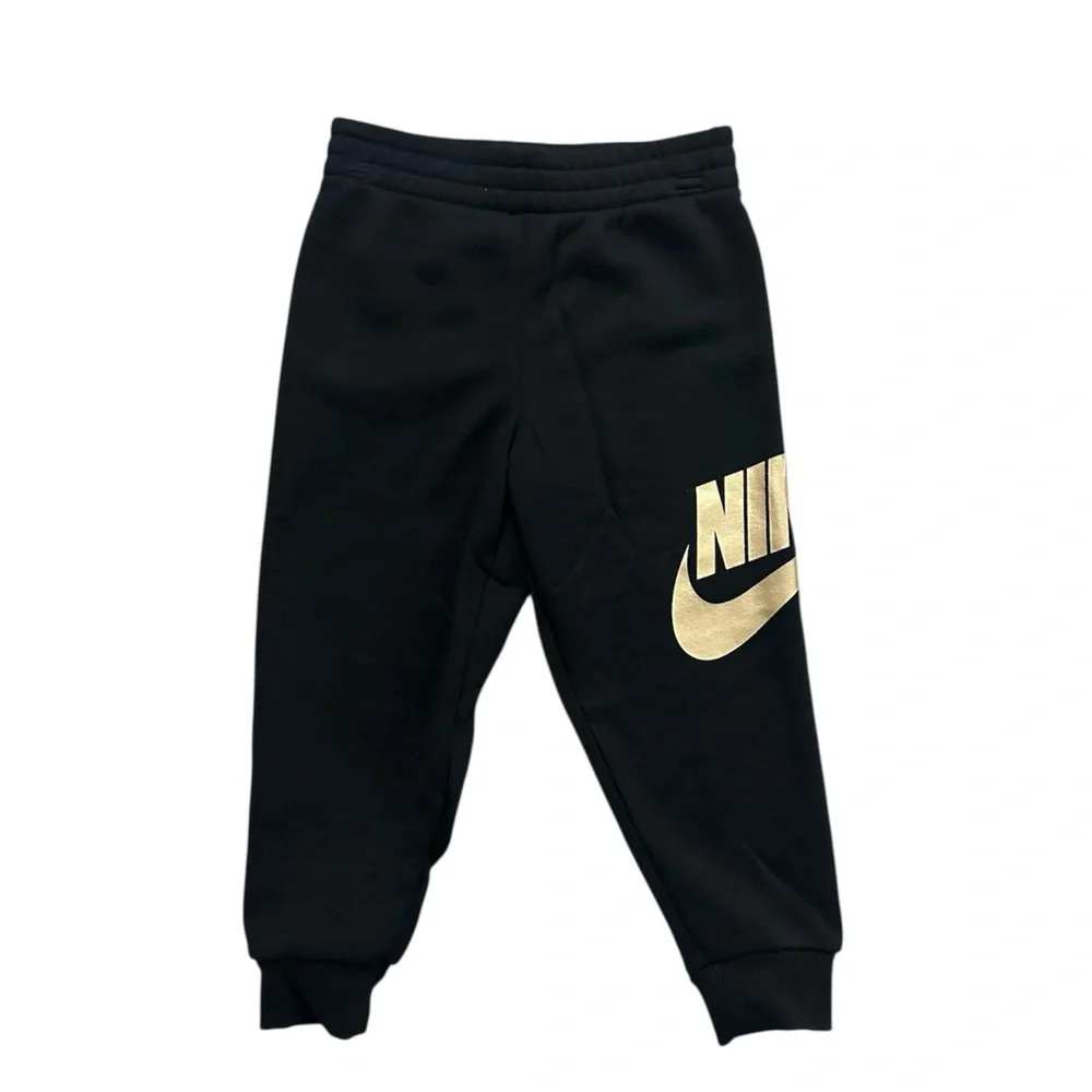 Nike 2 Piece Set Hoodie Joggers Black With Gold Logo Boys Size 5 NWT - Picture 3 of 5